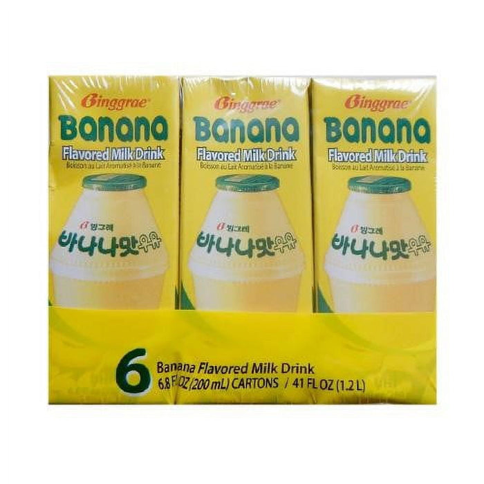 Binggrae Banana Flavored Milk, Korea's No. 1 Classic & Original Banana Milk, Sweet, Smooth & Creamy Texture 200ml, 6 pack carton