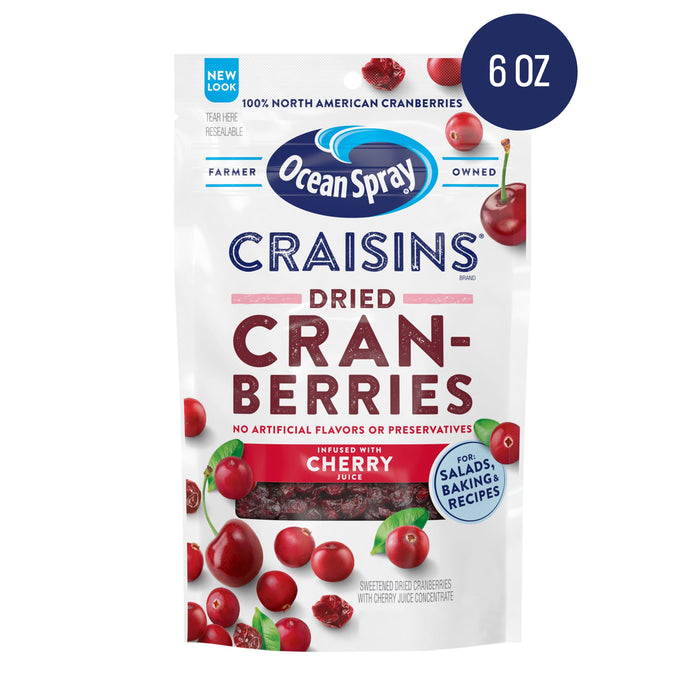 Ocean Spray Craisins, Sweetened Dried Cranberries, Cherry Flavored, 6 Ounce BB. 01/19/2025