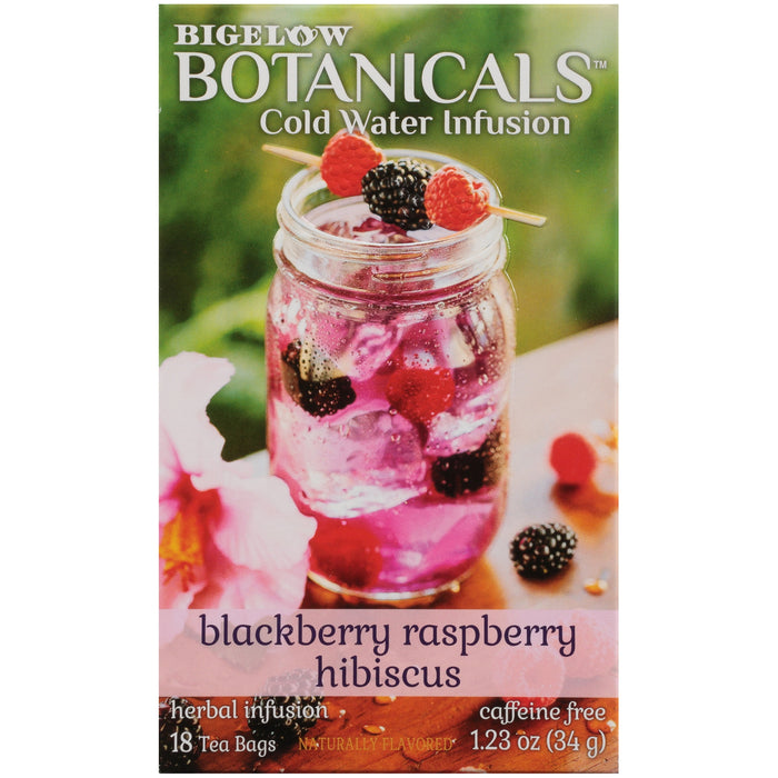 Bigelow Botanicals Blackberry Raspberry Hibiscus Cold Water Infusion Tea Bags, Caffeine Free 18 Count