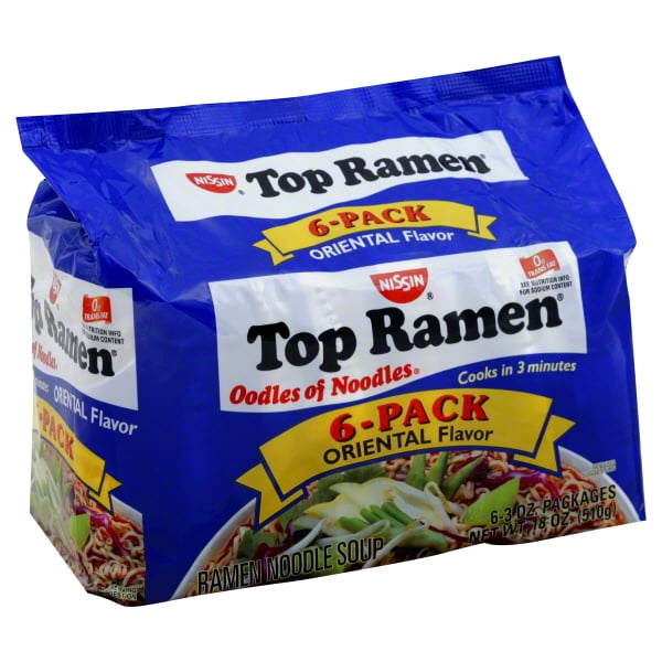 Nissin Top Ramen Dry Soup Oriental 6pk, 18 Ounce