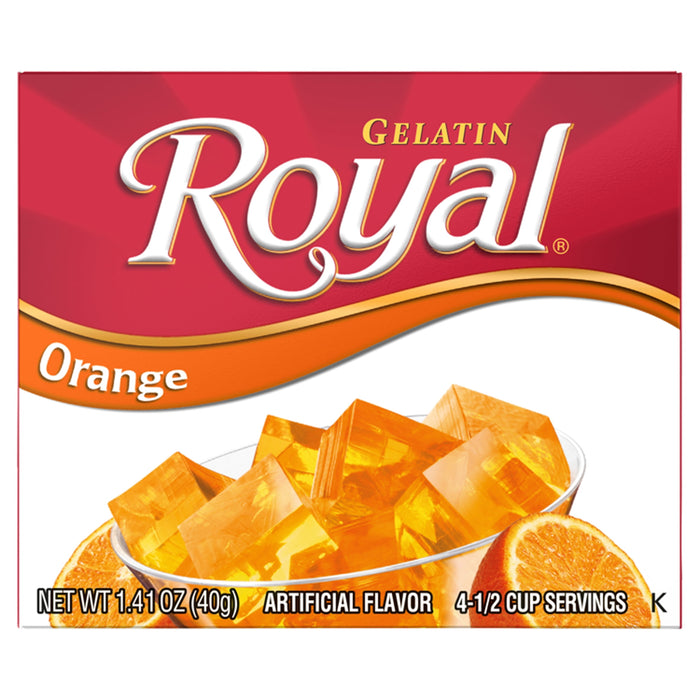 Royal Gelatin Dessert Mix, Orange 1.4 Ounce Boxes