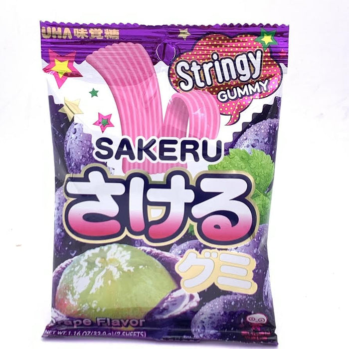 Uha Sakeru Stringy Gummy - Grape Flavor 1.16oz Bag