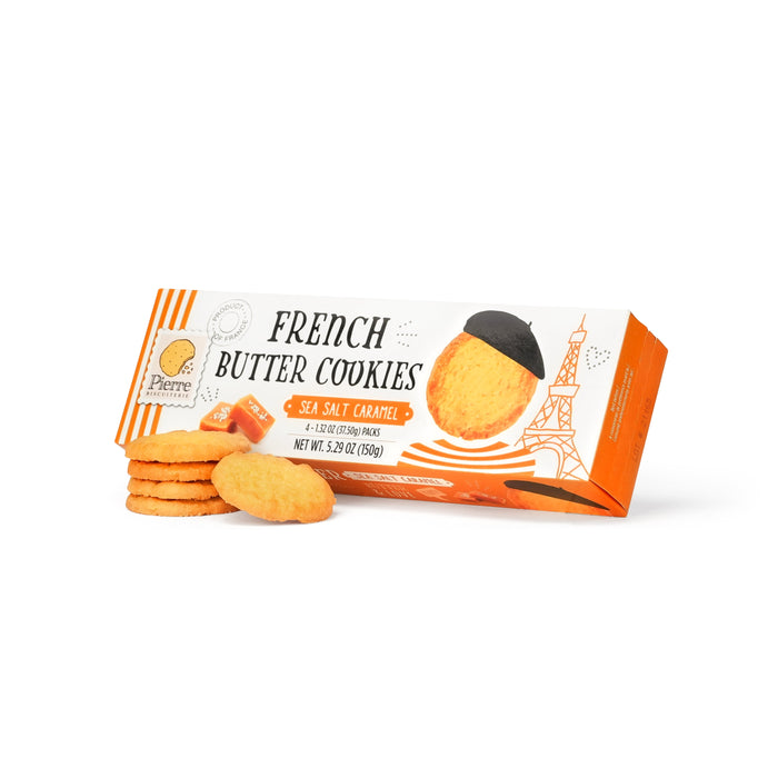 Pierre Biscuiterie French Butter Cookies with Sea Salt Caramel,Snack 5.29 oz