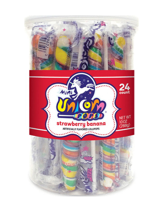 Adam & Brooks Mini Unicorn Candy Swirl Lollipops Individually Wrapped - Unicorn Lollipop Candy Bulk For Unicorn Party Favors & Rainbow Party Favors - Unicorn Pinata 24ct