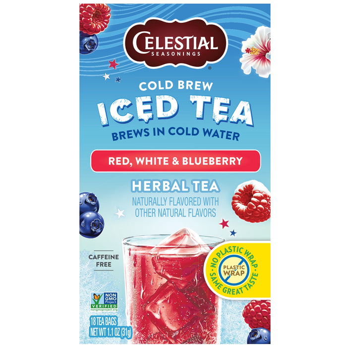 Celestial Seasonings Cold Brew Red White, Blueberry, 18 Count