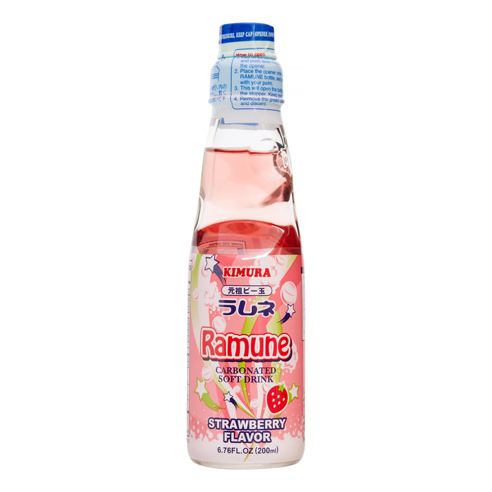 Kimura Strawberry Flavour Ramune Soft Drink 6 oz