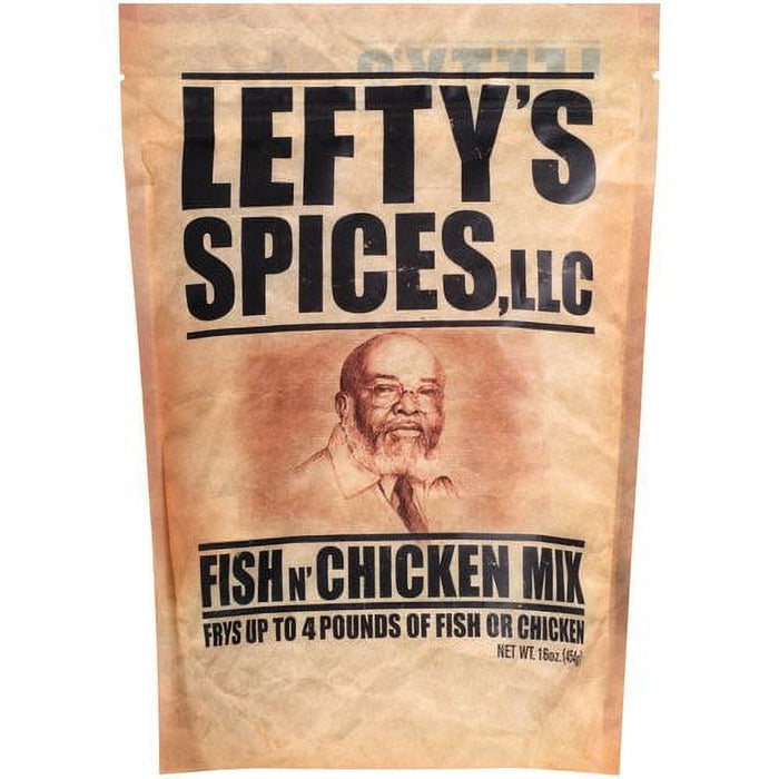 Lefty's Original Fish N' Chicken Mix | Air Fry and Oven Baked Seasoned Coating Mix for Fish, Chicken, Pork Chops, Shrimp and Vegetables | 16 oz.