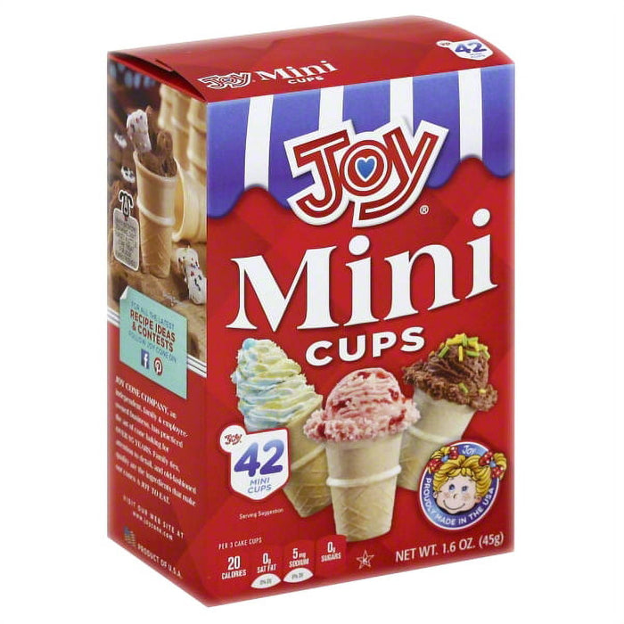 Joy Mini Cups Miniature Ice Cream Cones For Kids, Desserts, Cupcake Cones, Cake Pops 42 Count (1 Box/42 cones)