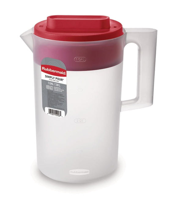 Rubbermaid Clear Pitcher, Red Cover, 1 Gallon