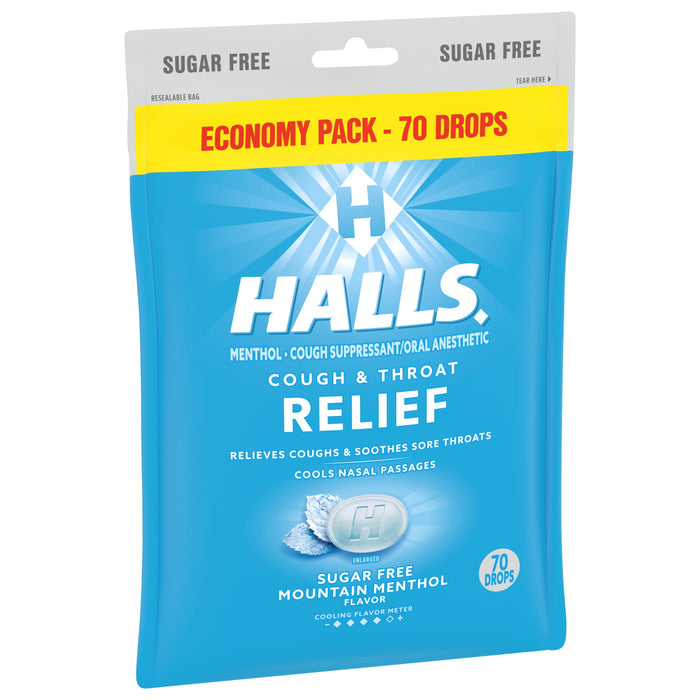 Halls Mountain Menthol, Sugar Free, 70-Count Bag