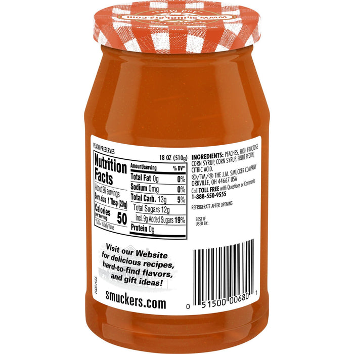 Smucker's Peach Preserves, 18 Ounce