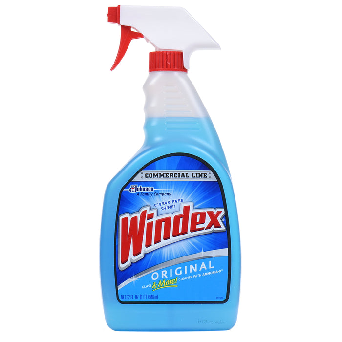 Windex Commercial Line Glass Cleaner Trigger Bottle Blue Original 32 fl oz