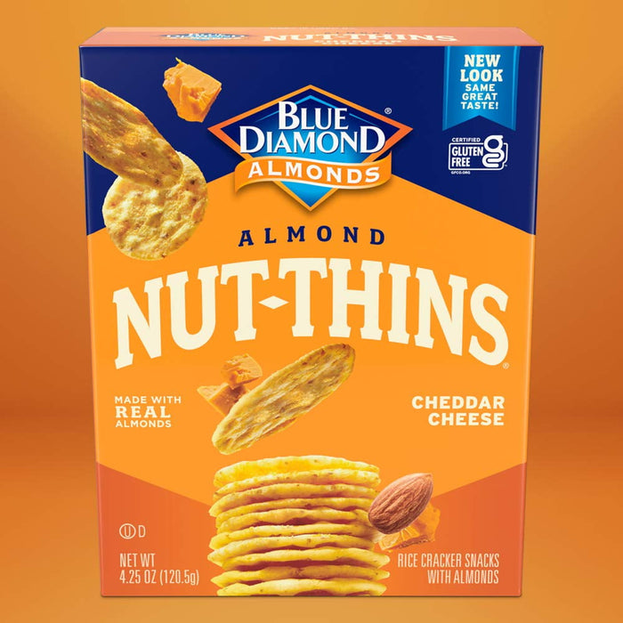 Blue Diamond, Nut Thins Gluten Free Nut & Rice Crackers, Cheddar Cheese, 4.25 oz