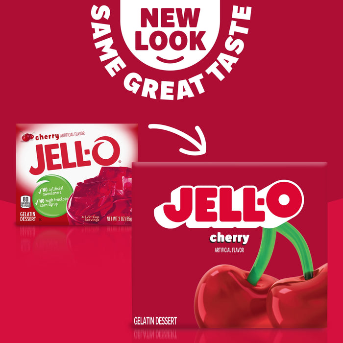 Jell-O Gelatin Dessert, Cherry 3 oz Box