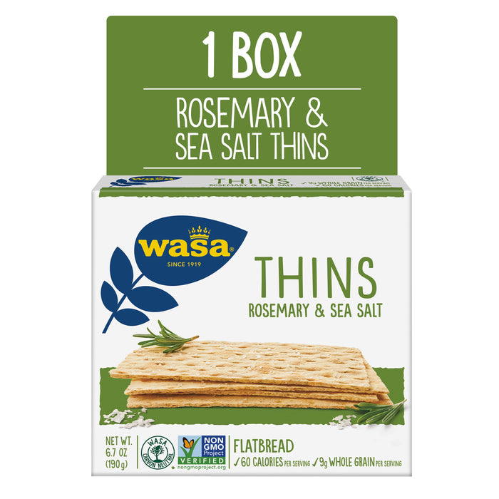 Wasa Flatbread Thins Crackers, Rosemary and Sea Salt, 6.7 Ounce