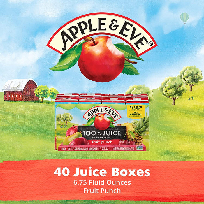 Apple & Eve 100% Juice, Fruit Punch, 6.75 Fl. Oz - Pack of 8 (54 fl oz in total)