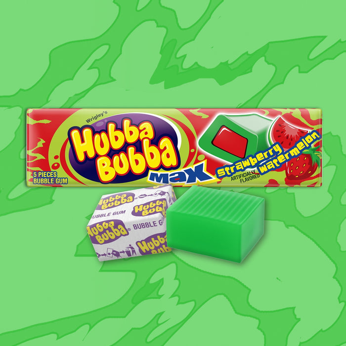 Hubba Bubba Max Strawberry Watermelon Bubble Gum 5 Piece Pack