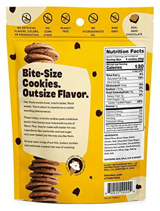 Thinsters Toasted Chocolate Chip Crunchy Cookie Thins 4 oz.