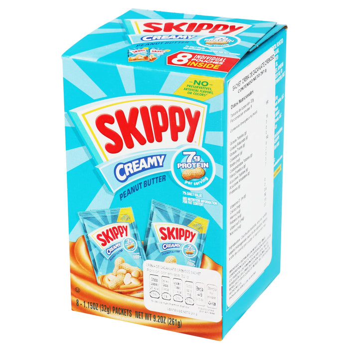 Skippy New Ceamy Peanut Butter Spread On-the-Go 8 Mini Pouches, 1 Pack (Creamy)