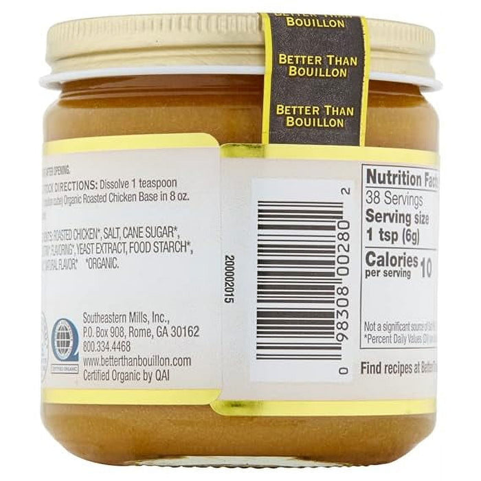 Better Than Bouillon Organic Roasted Chicken Base, Made with Seasoned Roasted Chicken, USDA Organic, Contains 38 Servings Per Jar (8 Ounce (Pack of 1))