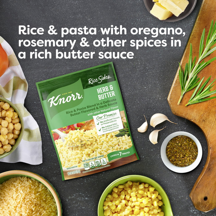 Knorr Rice Sides For a Tasty Rice Side Dish Herb & Butter Long Grain Rice and Vermicelli Pasta Blend No Artificial Flavors, No Preservatives, No Added MSG 5.4 oz