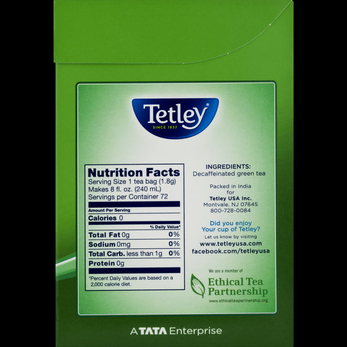 Tetley Green Tea, Decaffeinated ? 72 bags, 4.57 oz box