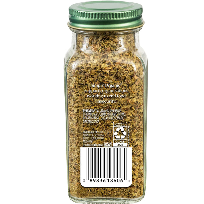 Simply Organic Italian Seasoning, 0.95 Ounce, Organic Herbs, Oregano, Majoram, Thyme, Rosemary, Basil, Sage, Kosher, NonGMO