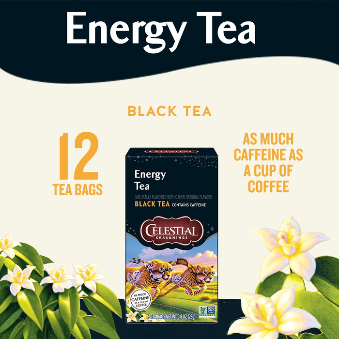 Celestial Seasonings Black Tea, Energy Black Tea, 12 Count