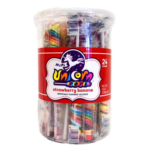 Adam & Brooks Mini Unicorn Candy Swirl Lollipops Individually Wrapped - Unicorn Lollipop Candy Bulk For Unicorn Party Favors & Rainbow Party Favors - Unicorn Pinata 24ct