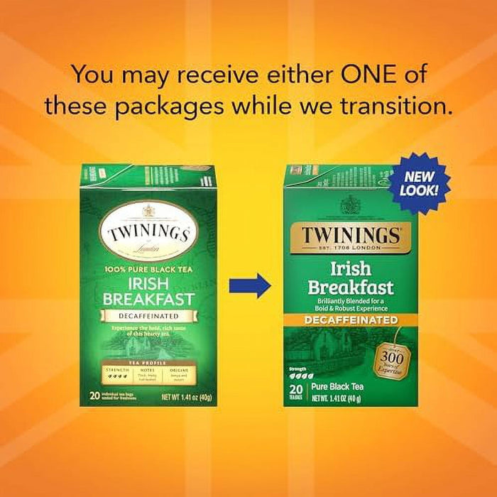 Twinings Classic Irish Breakfast Decaffeinated Tea, 20 Count