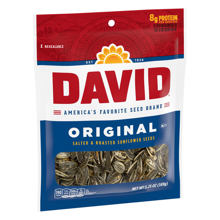 David original salted & roasted sunflower seeds 5.25oz BB. 01/10/2025