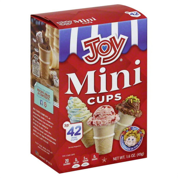 Joy Mini Cups Miniature Ice Cream Cones For Kids, Desserts, Cupcake Cones, Cake Pops 42 Count (1 Box/42 cones)