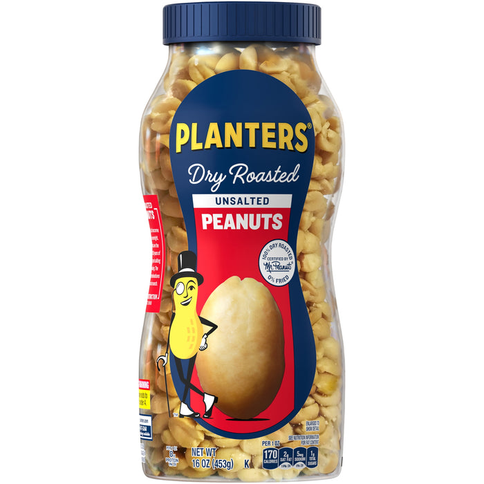 Planters Unsalted Dry Roasted Peanuts (16 oz Jar)