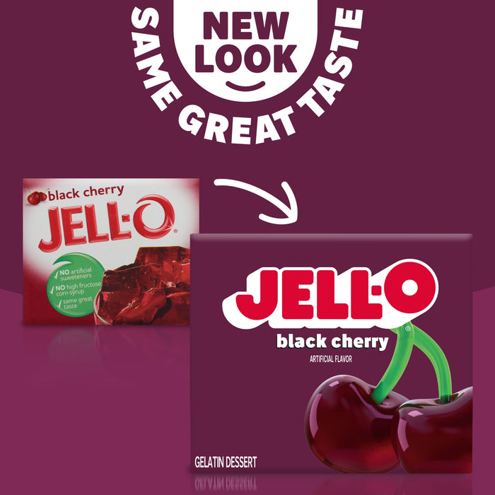 Jell-O Gelatin Mix, Black Cherry Regular Sugar, 3 oz