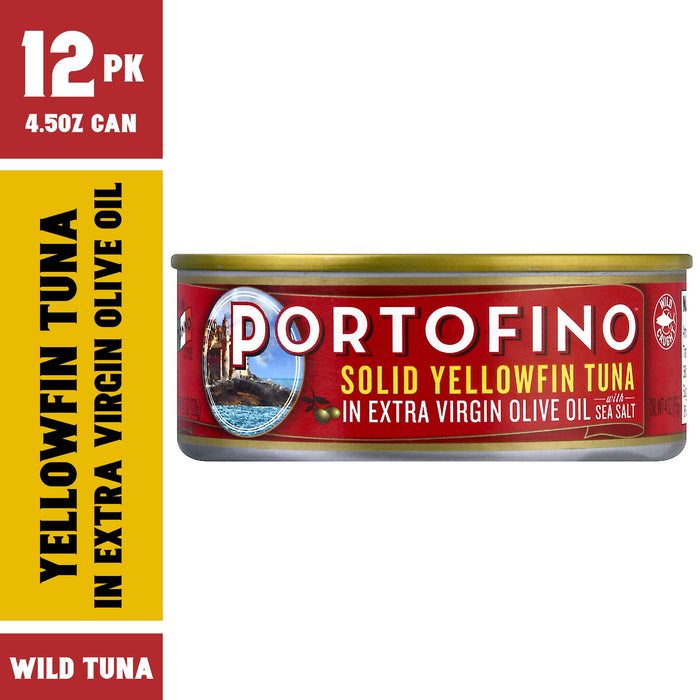 SUPREME BOX Portofino Premium Yellowfin Tuna in Olive Oil, Wild Caught, Solid Light, 4.5 Oz