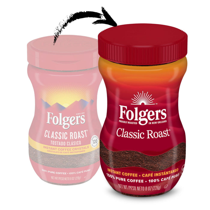 Folgers Classic Roast Instant Coffee, 2 Ounce Jars