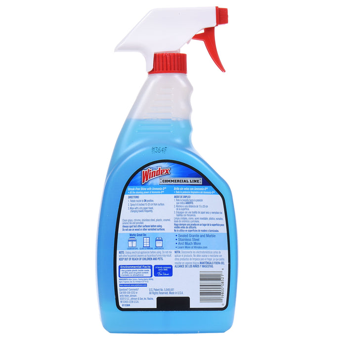 Windex Commercial Line Glass Cleaner Trigger Bottle Blue Original 32 fl oz