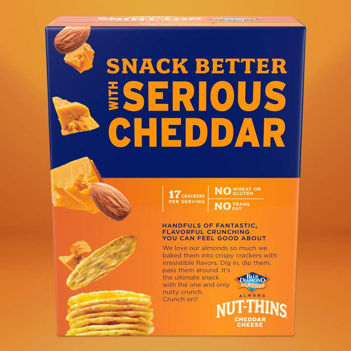 Blue Diamond, Nut Thins Gluten Free Nut & Rice Crackers, Cheddar Cheese, 4.25 oz