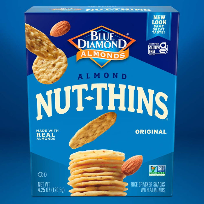 Blue Diamond - Cracker Snacks - Nut-Thins Nut & Rice Almond, Gluten-free 4.25 oz BB. 01/17/2025