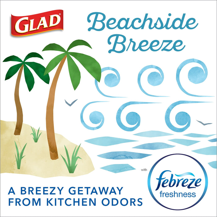 Glad OdorShield Small Drawstring Trash Bags - Febreze Beachside Breeze 4 Gallon - 34 Count