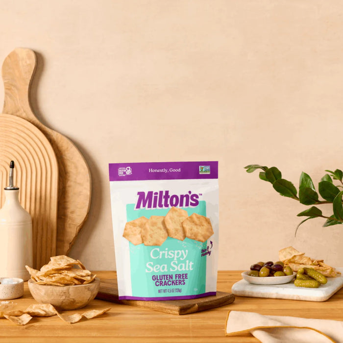 Milton?s Gluten Free Crackers (Crispy Sea Salt). Crispy & Gluten-Free Grain Baked Crackers (Single Pack, 4.5 oz).