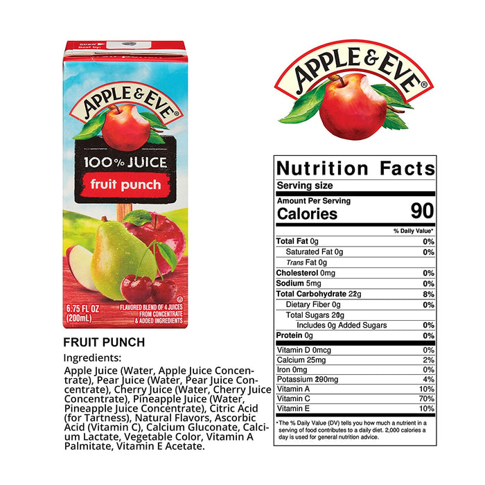 Apple & Eve 100% Juice, Fruit Punch, 6.75 Fl. Oz - Pack of 8 (54 fl oz in total)