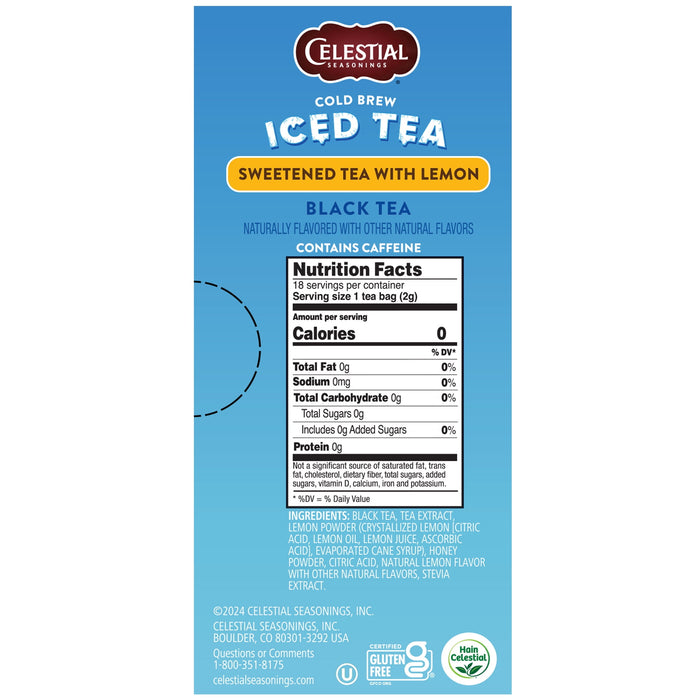 Celestial Seasonings Cold Brew Sweetened With Lemon, 18 Count