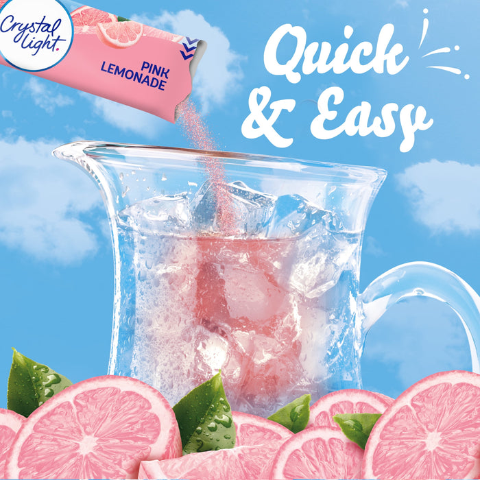 Crystal Light Sugar-Free Pink Lemonade Naturally Flavored Powdered Drink Mix 6 Count Pitcher Packets