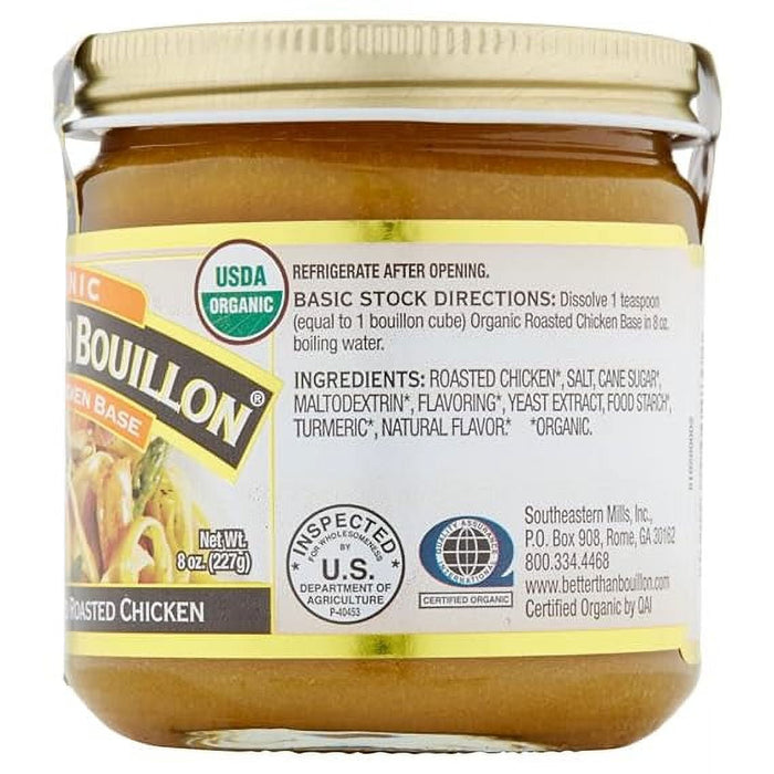 Better Than Bouillon Organic Roasted Chicken Base, Made with Seasoned Roasted Chicken, USDA Organic, Contains 38 Servings Per Jar (8 Ounce (Pack of 1))