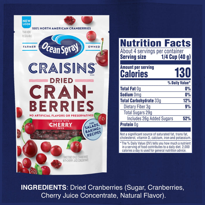 Ocean Spray Craisins, Sweetened Dried Cranberries, Cherry Flavored, 6 Ounce BB. 01/19/2025