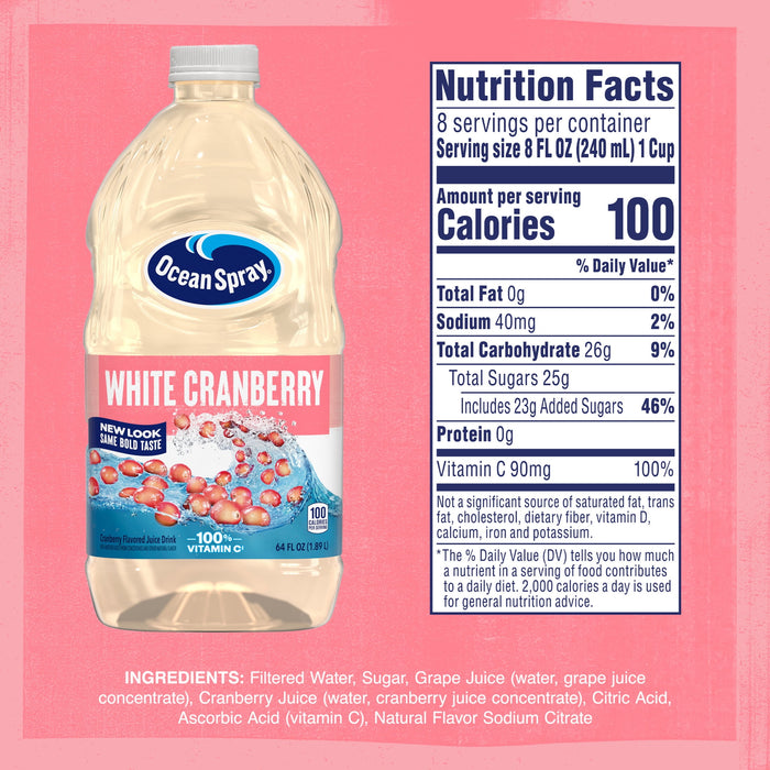 Ocean Spray White Cranberry Juice Drink, 64 Fl oz