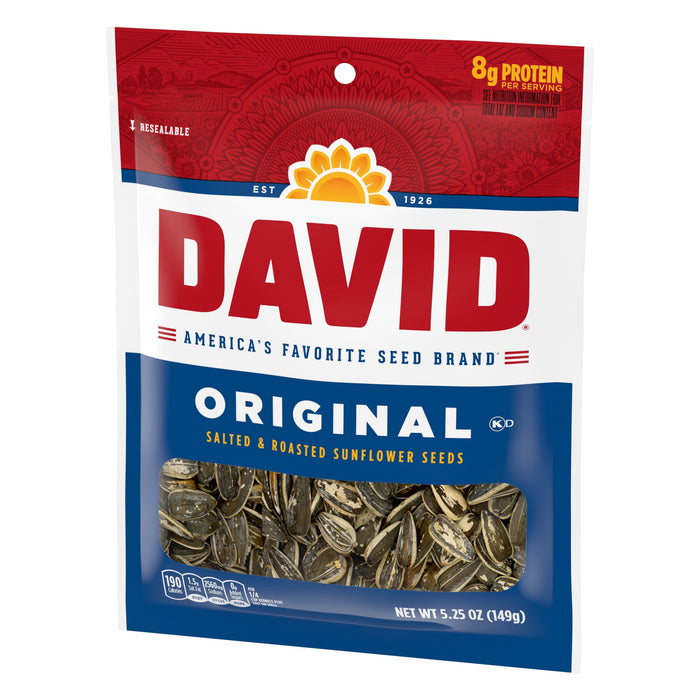 David original salted & roasted sunflower seeds 5.25oz BB. 01/10/2025