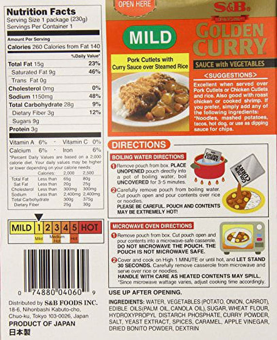 Golden Curry Vegetables with Sauce Mild - 8.1oz