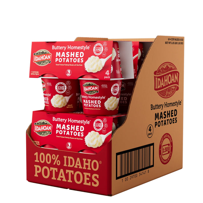 Idahoan Gluten Free Buttery Homestyle Mashed Potato Microwavable Cups 1.5 oz - Pack of 4